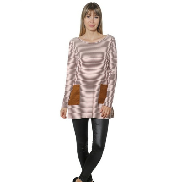 ❤ Wine Oatmeal Stripes w/ pockets❤ - Picture 2 of 4